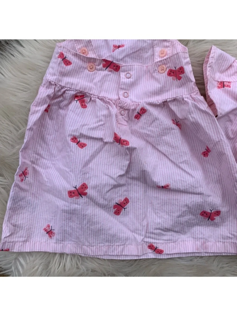Carters Pink Butterfly Sundress & Hat Set Size 12M